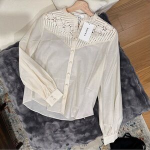 NWT Frame Denim Women's Ivory Button-Up Blouse W/ Tags
